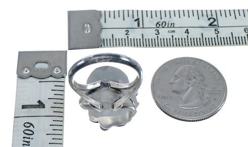 Turquoise Sterling Silver Navajo Leaf Ring Size 6-3/4 AX128371