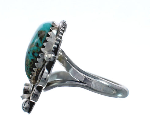 Turquoise Sterling Silver Navajo Leaf Ring Size 6-1/2 AX128373