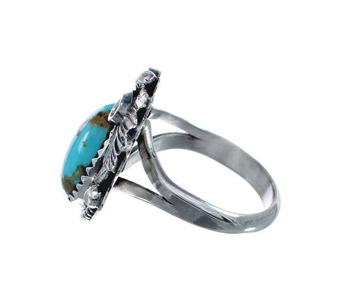 Turquoise Sterling Silver Navajo Leaf Ring Size 7-1/4 AX128374