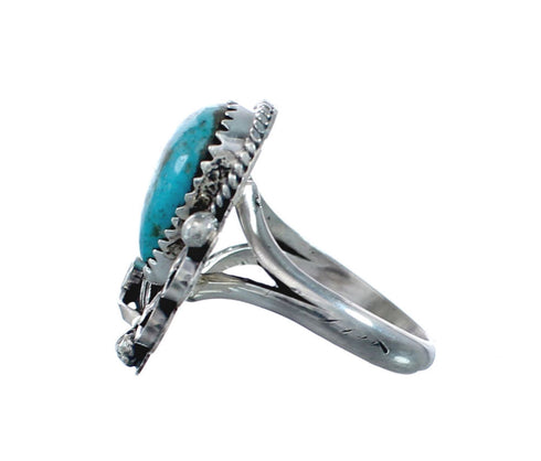 Turquoise Sterling Silver Navajo Leaf Ring Size 6-1/4 AX128375