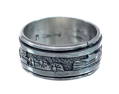 Native American Navajo Sterling Silver Story Teller Ring Size 8-3/4 AX128428