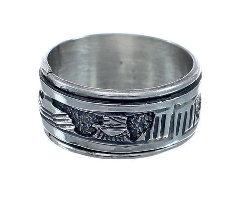 Native American Navajo Sterling Silver Story Teller Ring Size 8-3/4 AX128428