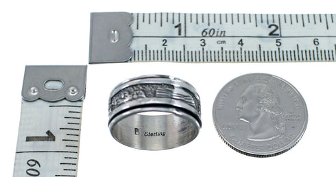 Native American Navajo Sterling Silver Story Teller Ring Size 8-3/4 AX128428