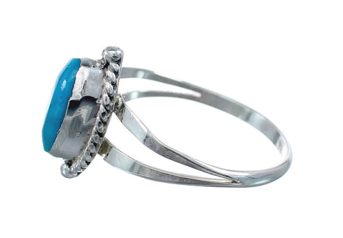 Native American Turquoise Genuine Sterling Silver Navajo Ring Size 8-3/4 AX128363