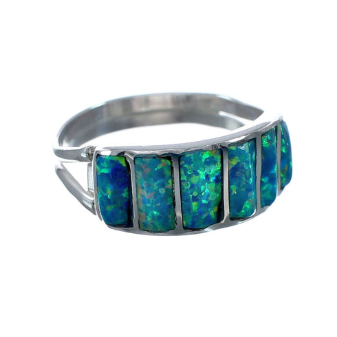 Green Opal Authentic Sterling Silver Zuni Ring Size 6 AX128568