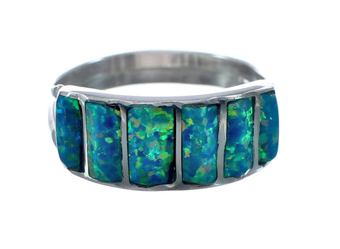 Green Opal Authentic Sterling Silver Zuni Ring Size 6 AX128568
