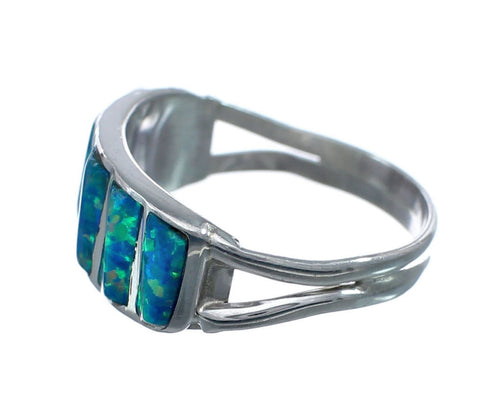 Green Opal Authentic Sterling Silver Zuni Ring Size 6 AX128568