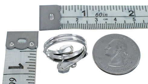 Native American Coral And Turquoise Silver Leaf Ring Size 6 AX128722