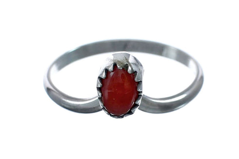 Native American Coral Genuine Sterling Silver Ring Size 6-1/4 AX128611