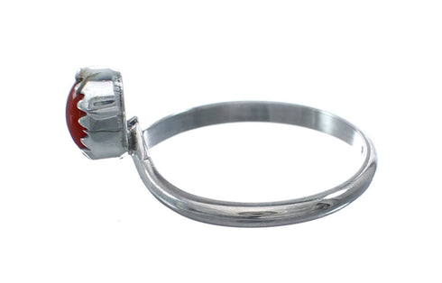 Native American Coral Genuine Sterling Silver Ring Size 5-1/2 AX128606