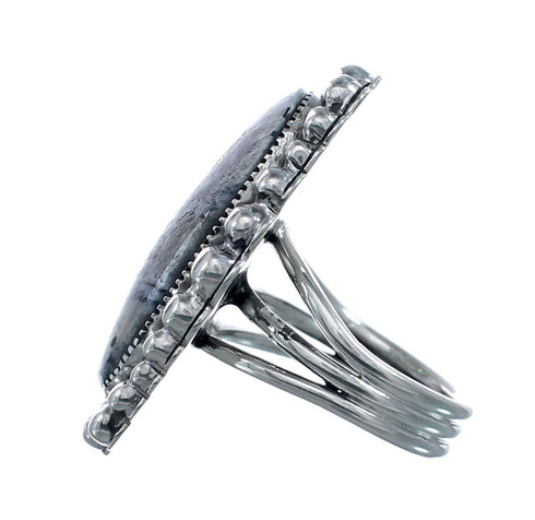 White Buffalo Turquoise Navajo Indian Sterling Silver Ring Size 7 AX128537