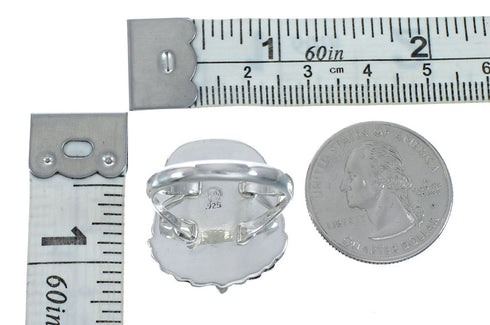 Scalloped Leaf Sterling Silver Turquoise Navajo Ring Size Size 10 AX128464