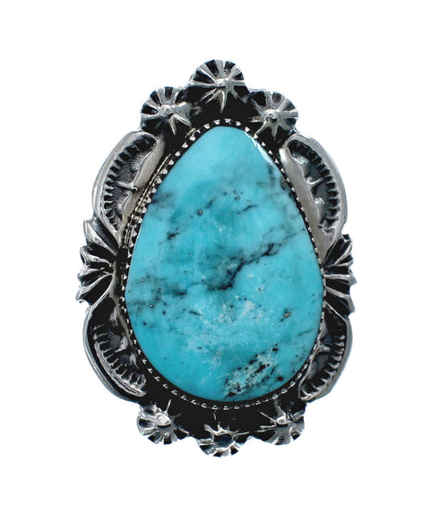 Native American Turquoise Sterling Silver Navajo Ring Size 7 AX128587