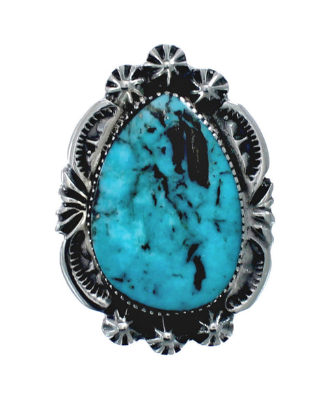 Native American Turquoise Sterling Silver Navajo Ring Size 8 AX128697