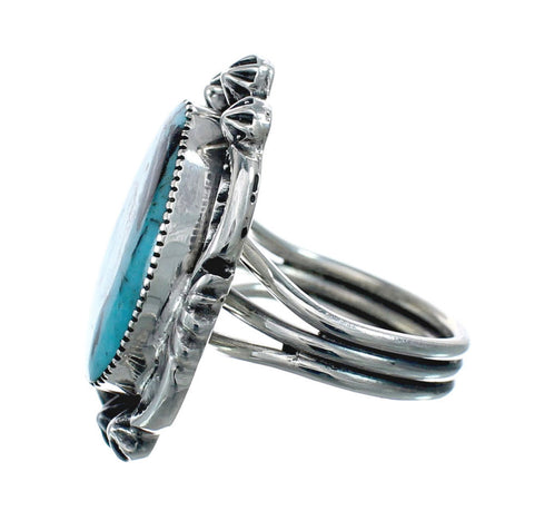 Native American Turquoise Sterling Silver Navajo Ring Size 8 AX128697