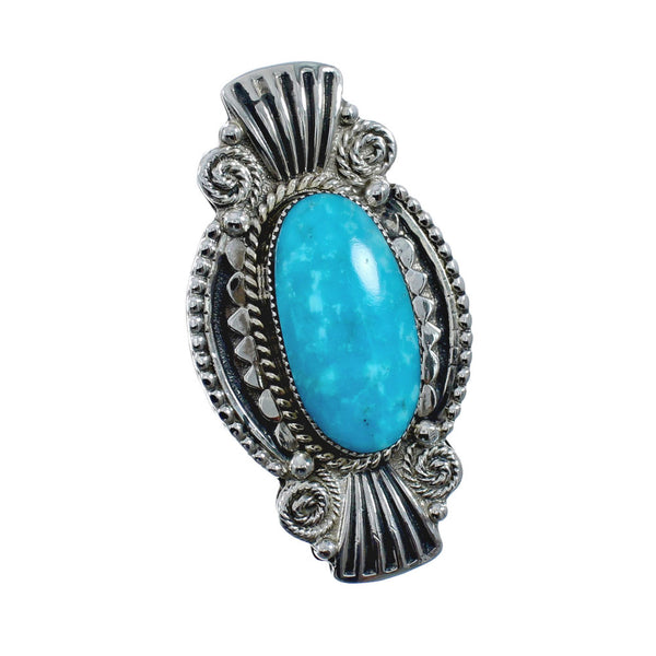 Native American Sterling Silver Turquoise Ring Size 7-3/4 AX128633