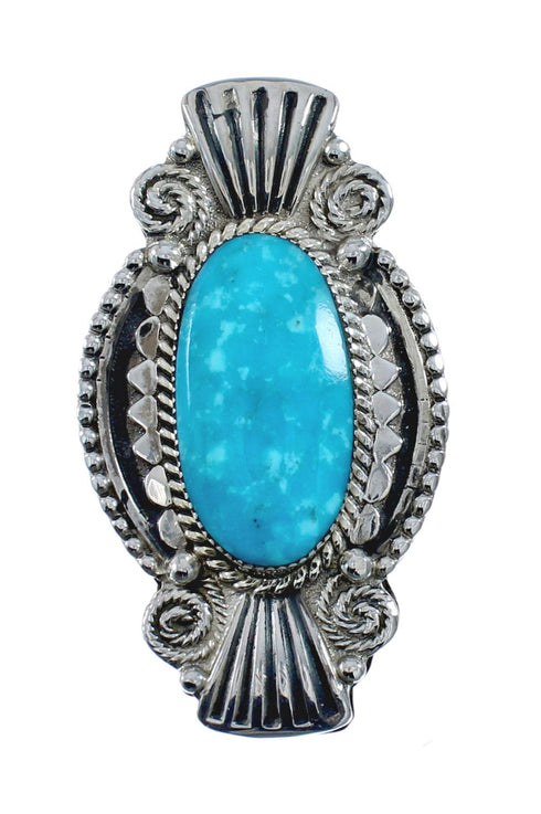 Native American Sterling Silver Turquoise Ring Size 7-3/4 AX128633