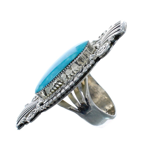 Native American Sterling Silver Turquoise Ring Size 7-3/4 AX128633