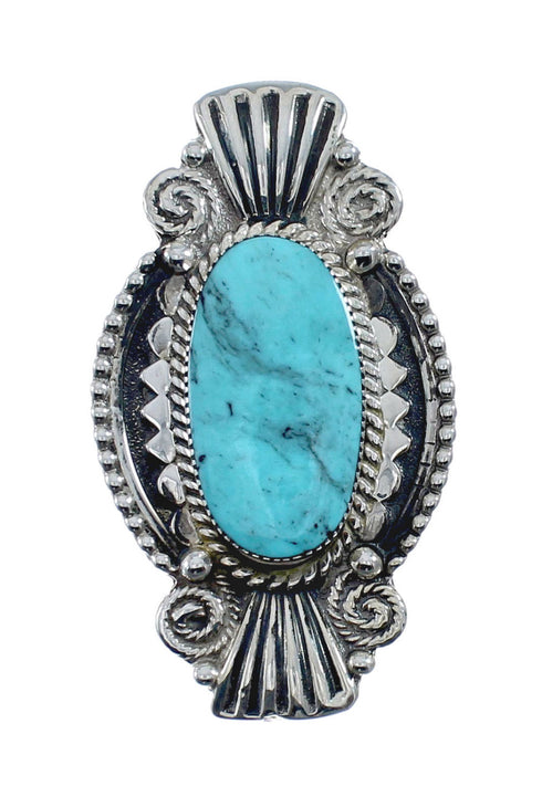 Native American Sterling Silver Turquoise Ring Size 7 AX128635