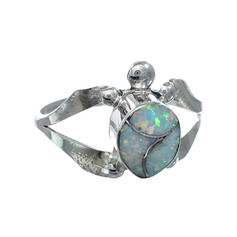 Native American Zuni Opal Sterilng Silver Turtle Ring Size 6 AX128476