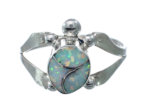 Native American Zuni Opal Sterilng Silver Turtle Ring Size 6 AX128476