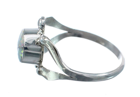 Native American Zuni Opal Sterilng Silver Turtle Ring Size 6 AX128476