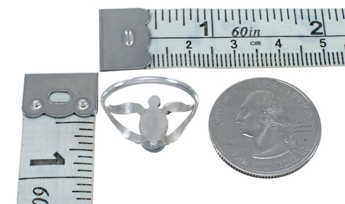 Native American Zuni Opal Sterilng Silver Turtle Ring Size 6-3/4 AX128478