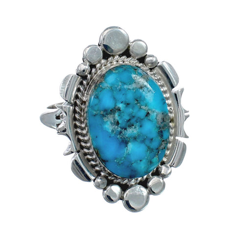 Native American Sterling Silver Turquoise Hand Crafted Ring Size 10-1/4 AX128541