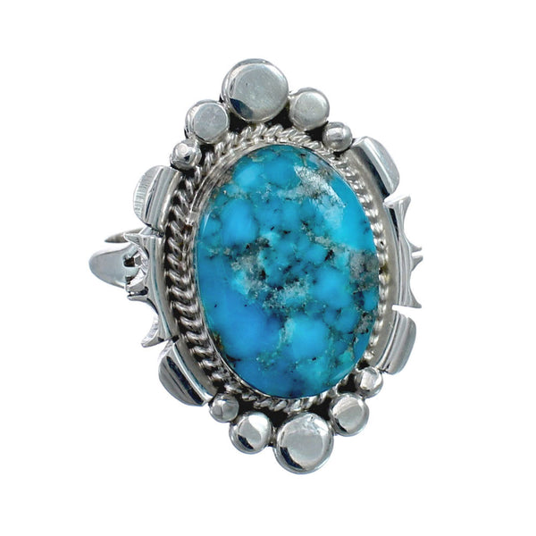 Native American Sterling Silver Turquoise Hand Crafted Ring Size 10-1/4 AX128541