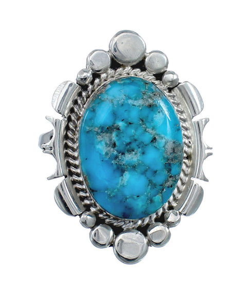 Native American Sterling Silver Turquoise Hand Crafted Ring Size 10-1/4 AX128541