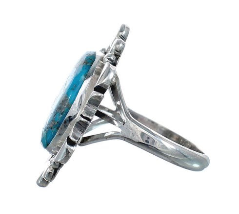 Native American Sterling Silver Turquoise Hand Crafted Ring Size 10-1/4 AX128541