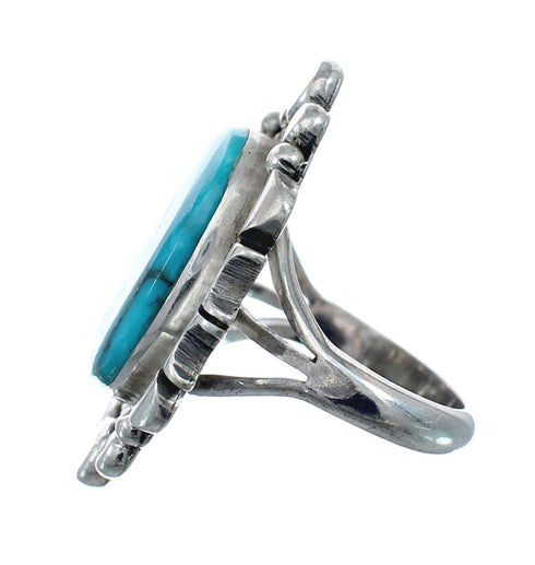Native American Sterling Silver Turquoise Hand Crafted Ring Size 5-3/4 AX128542
