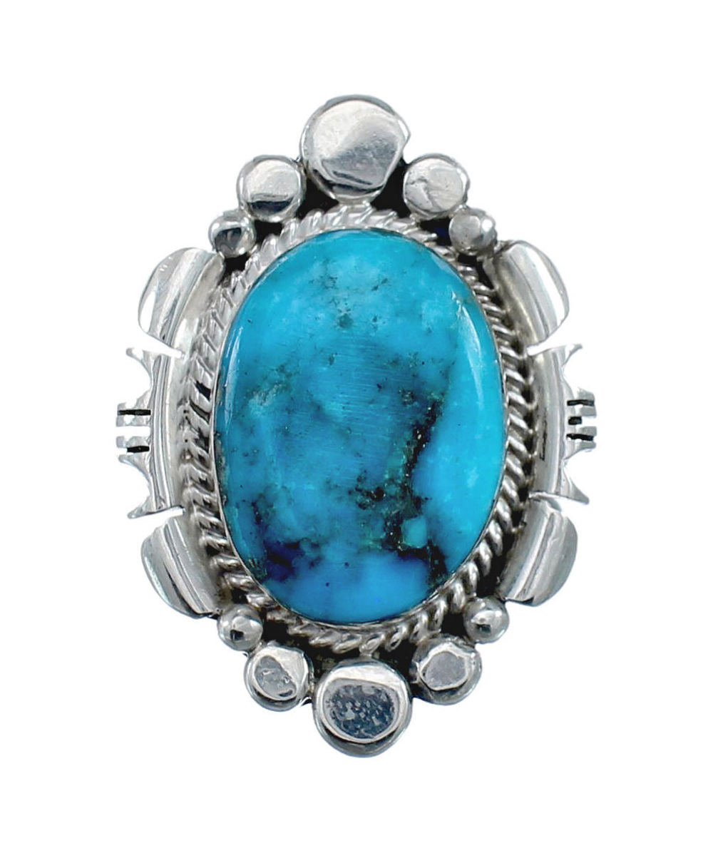 Native American Sterling Silver Turquoise Hand Crafted Ring Size 6 AX1 ...