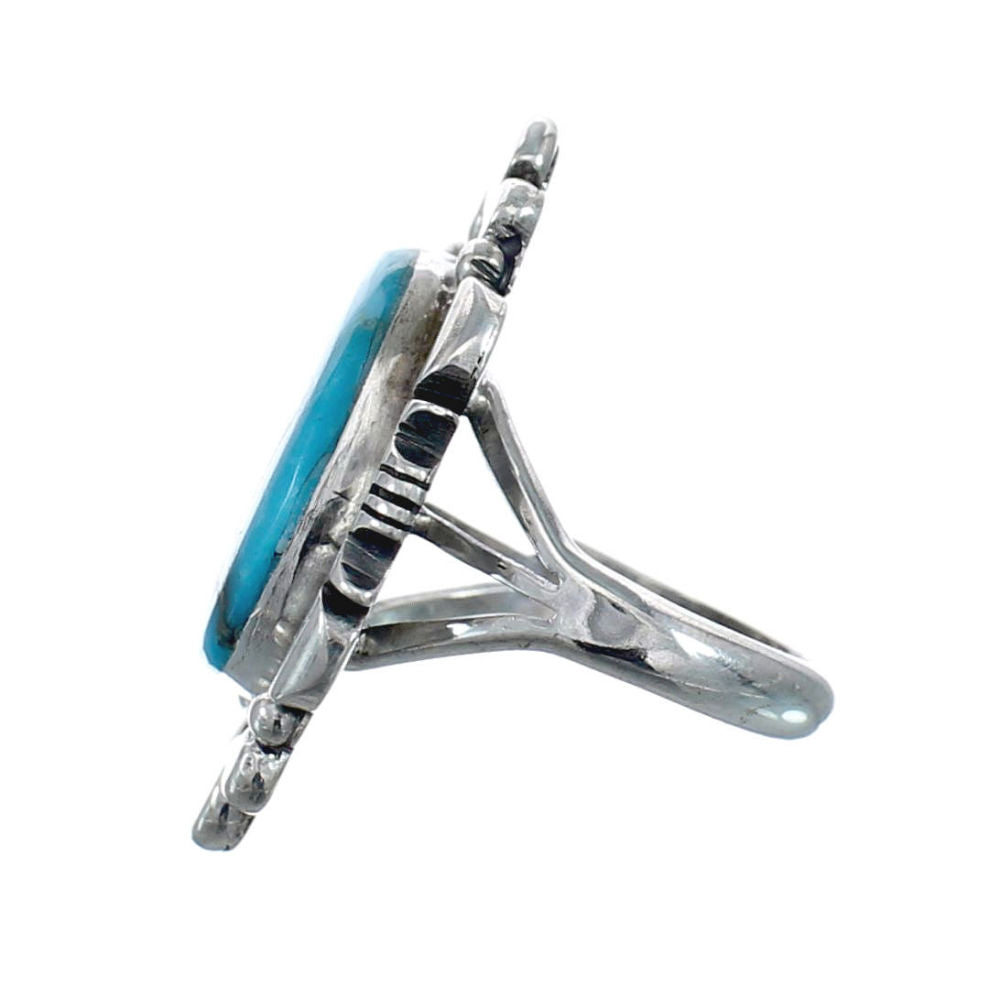 Native American Sterling Silver Turquoise Hand Crafted Ring Size 6 AX1 ...