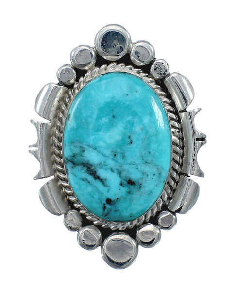 Native American Sterling Silver Turquoise Hand Crafted Ring Size 8-1/4 AX128551