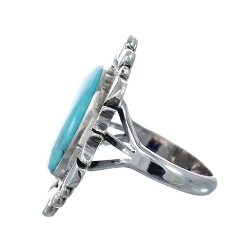 Native American Sterling Silver Turquoise Hand Crafted Ring Size 8-1/4 AX128551
