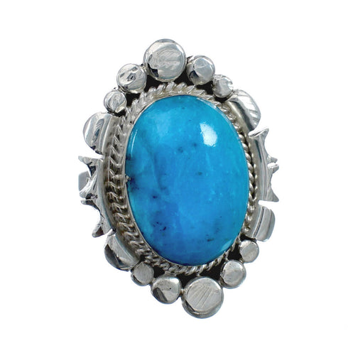 Native American Sterling Silver Turquoise Hand Crafted Ring Size 6 AX128555