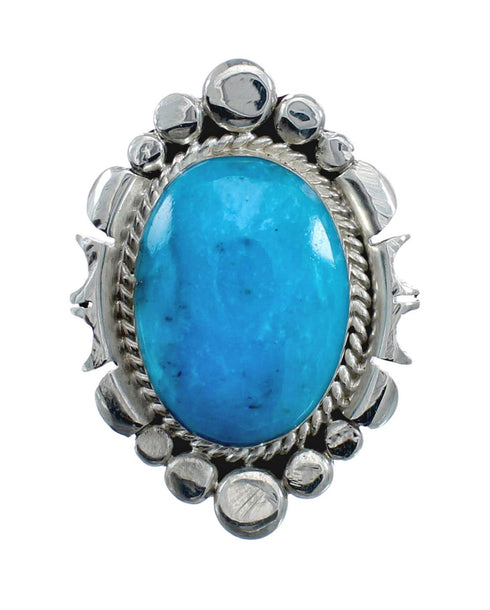 Native American Sterling Silver Turquoise Hand Crafted Ring Size 6 AX128555