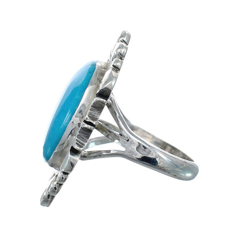 Native American Sterling Silver Turquoise Hand Crafted Ring Size 6 AX128555