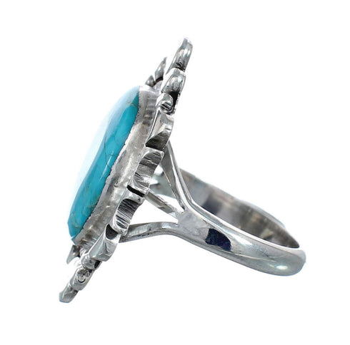 Native American Sterling Silver Turquoise Hand Crafted Ring Size 9-1/4 AX128556