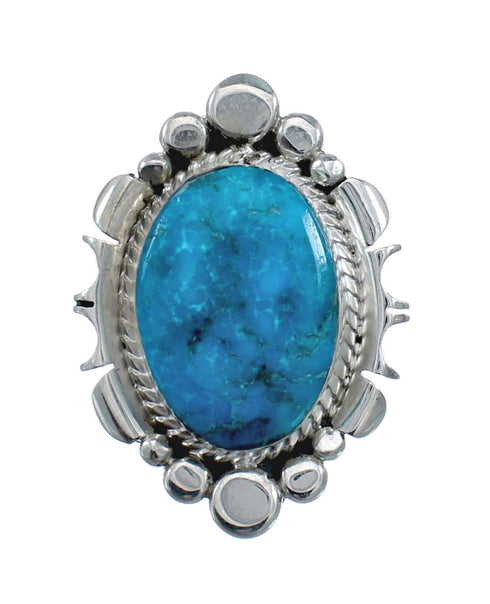 Native American Sterling Silver Turquoise Hand Crafted Ring Size 8 AX128558