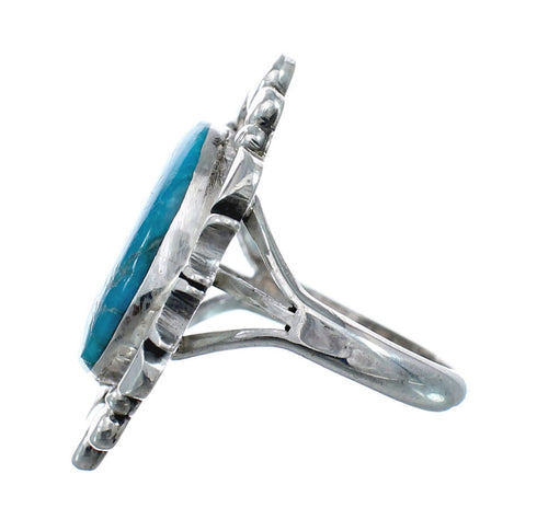 Native American Sterling Silver Turquoise Hand Crafted Ring Size 8 AX128558