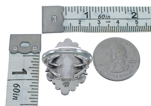 Native American Sterling Silver Turquoise Hand Crafted Ring Size 8 AX128558