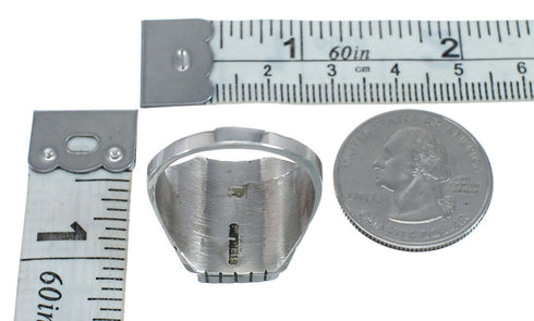 Native American Sterling Silver And Turquoise Ring Size 11-1/4 AX128617