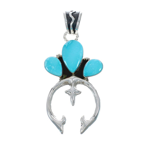 Native American Authentic Turquoise Naja Sterling Silver Pendant AX128830
