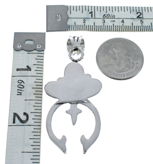 Native American Authentic Turquoise Naja Sterling Silver Pendant AX128830