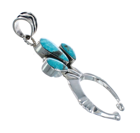 Native American Authentic Turquoise Naja Sterling Silver Pendant AX128836