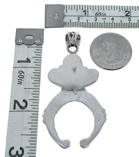 Native American Authentic Turquoise Naja Sterling Silver Pendant AX128836