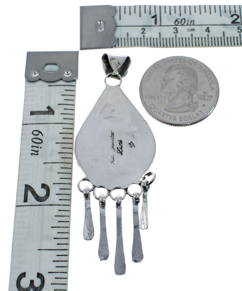 Native American Zuni Multicolor Sterling Silver Sun Tear Drop Pendant AX128790