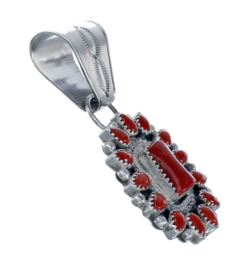 Coral Sterling Silver Native American Pendant AX128807